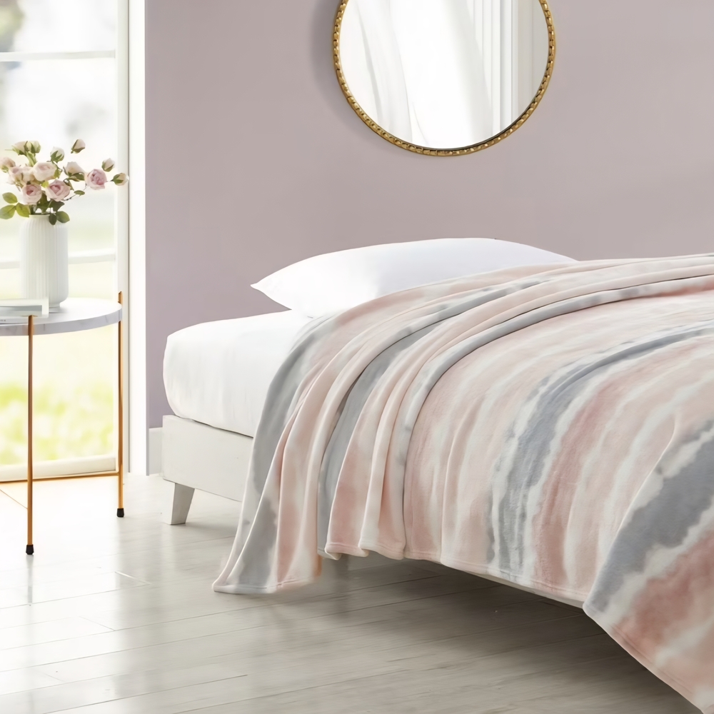 Betsey Johnson Elegant Pink and Gray Throw Blanket